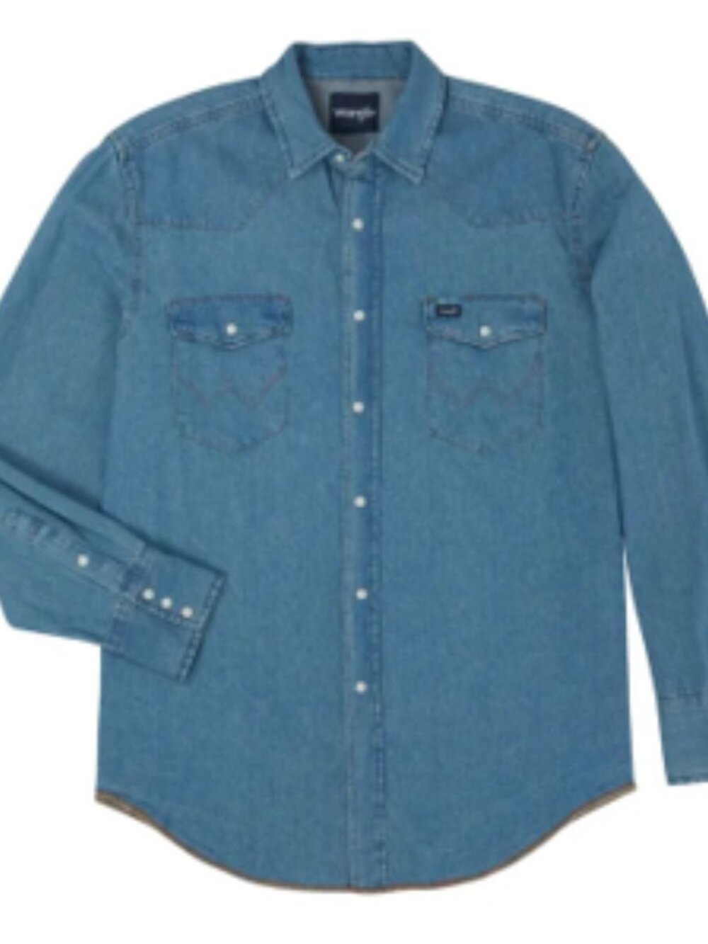 EUC Wrangler Men's Indigo Denim Authentic Cowboy Cut Work Shirt--Medium
